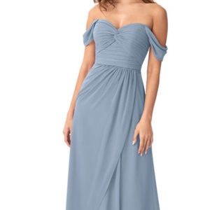 Azazie Millie Dusty Blue - Floor Length Chiffon Bridesmaids Dress